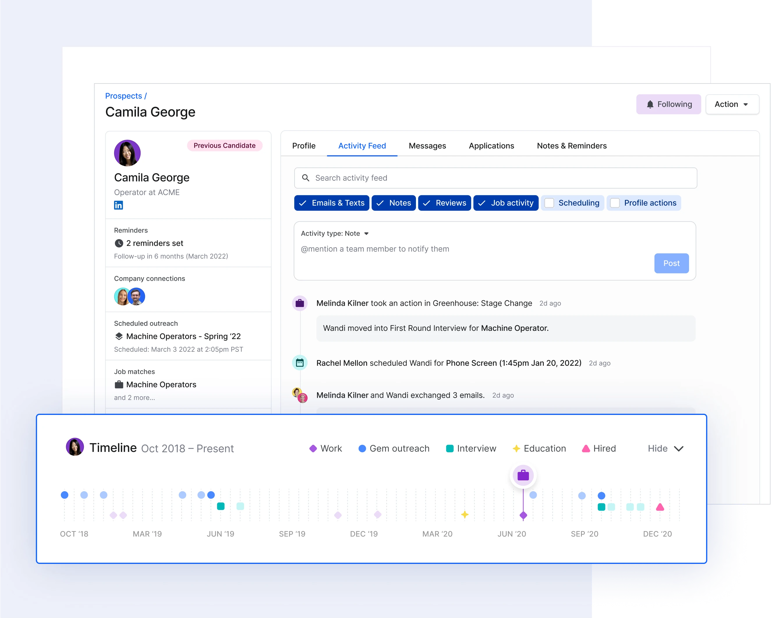 Candidate Profile Timeline