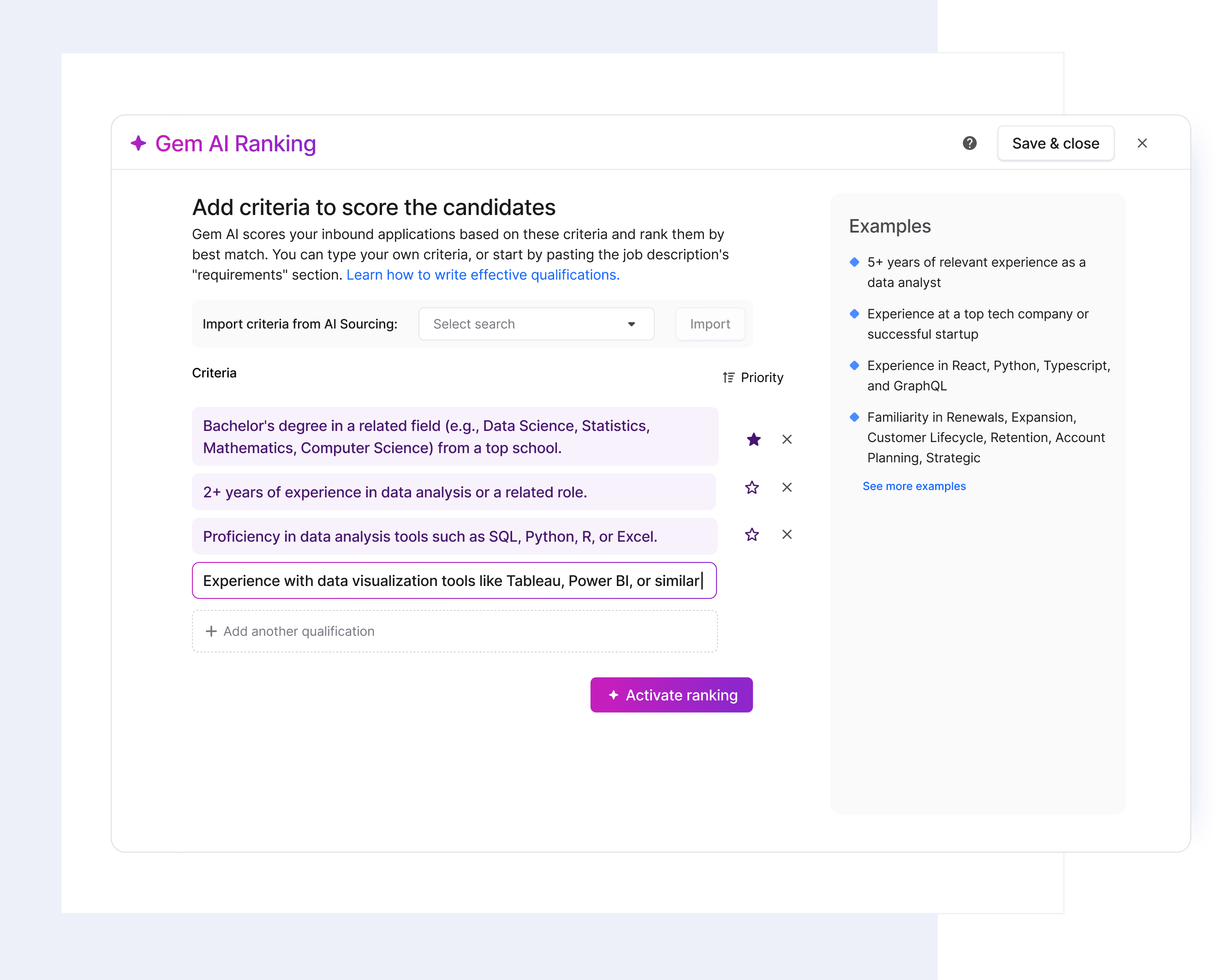 AI Ranking Criteria Intake UI